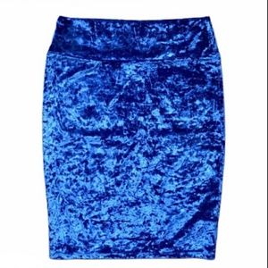 LuLaRoe Elegant Cassie Crushed Blue Velvet Skirt